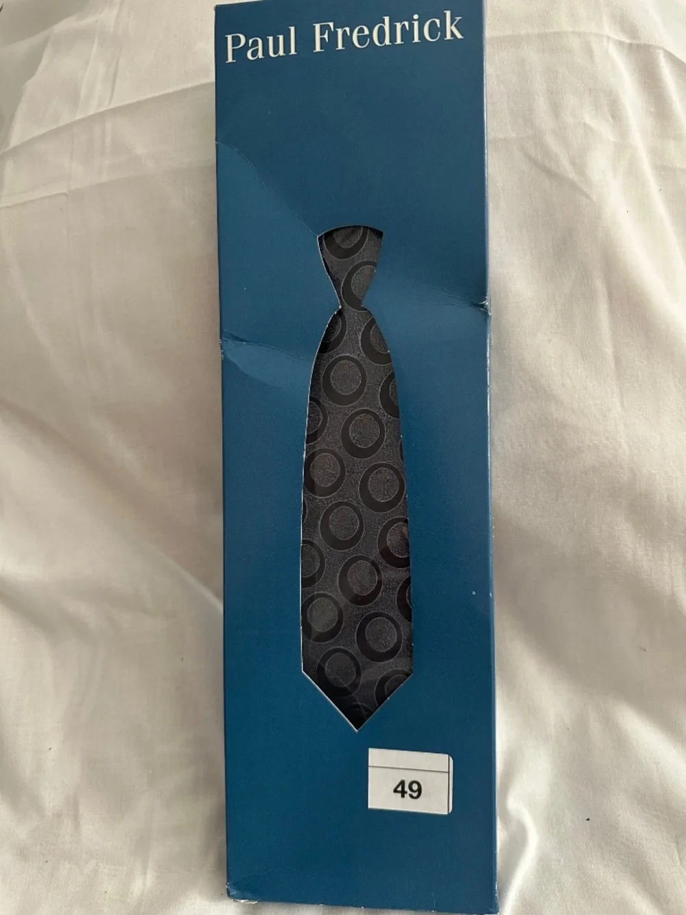 Paul Fredrick light blue with black accents men's tie